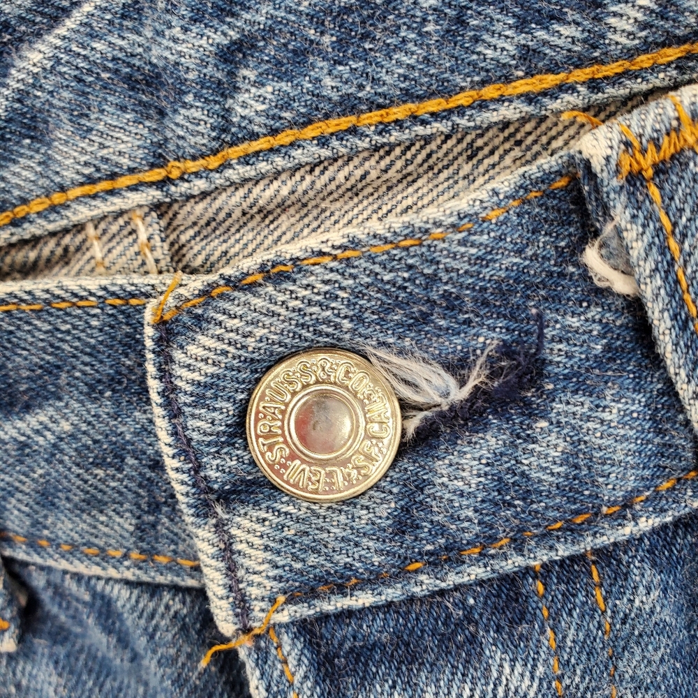 80s Levis 501 0115 Blue Jeans Mens 34x36 Buttonfly Wide Leg VTG USA (32x36) - Picture 12 of 13